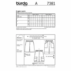 Burda 7381 - Men's Youthful Shorts Sewing Pattern -VOGUE FABRICS STORE Bur 7381 backenv