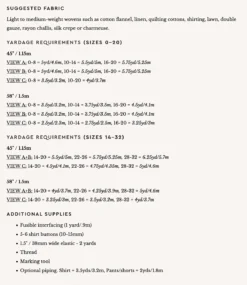 Closet Core - Carolyn Pajamas Sewing Pattern -VOGUE FABRICS STORE CC CarolynPJ Yardages