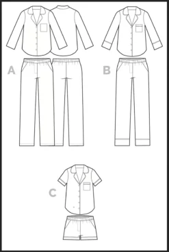 Closet Core - Carolyn Pajamas Sewing Pattern -VOGUE FABRICS STORE CC CarolynPJ flats opt