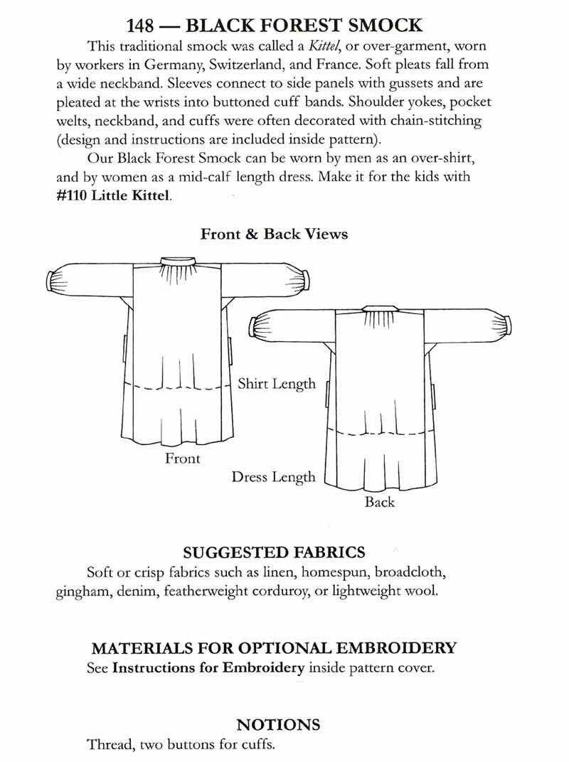 Folkwear #148 Black Forest Smock 4 Folkwear #148 Black Forest Smock - Image 2