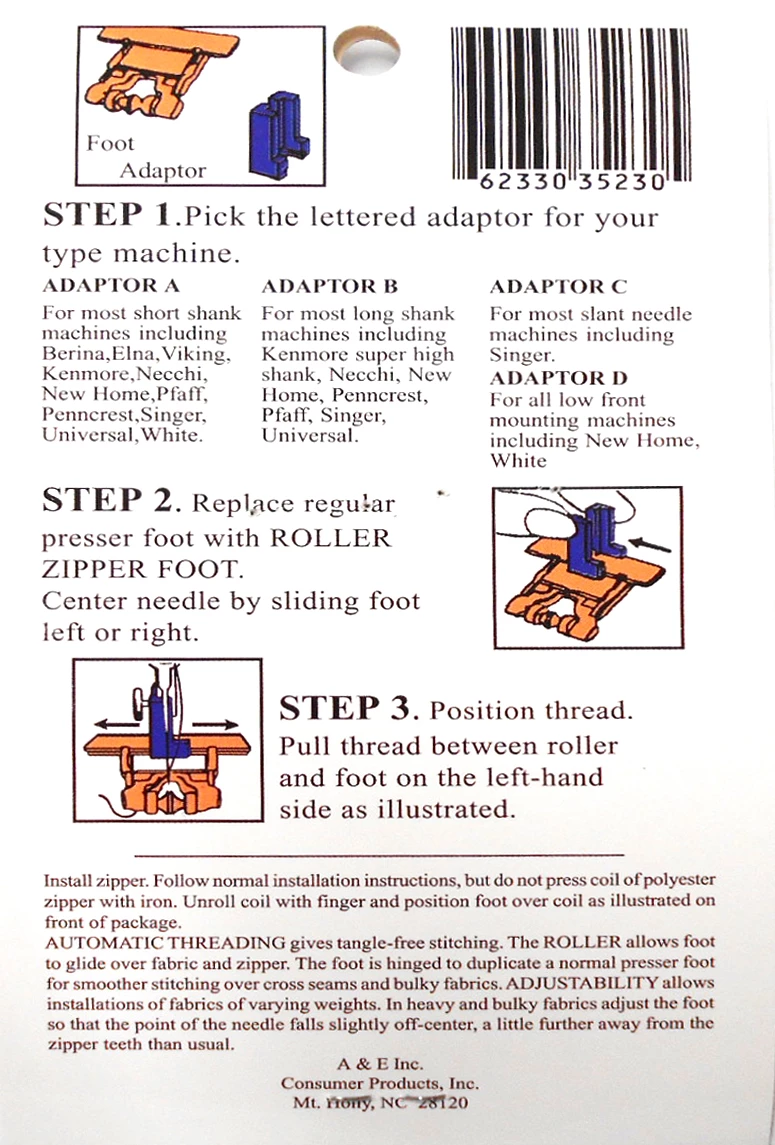 YKK Invisible Zipper Foot - Adapators 4 YKK Invisible Zipper Foot - Adapators - Image 2