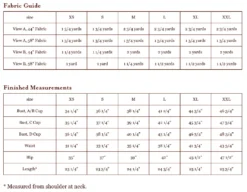 Liesl + Co - Easton Cowl-Neck Tee Sewing Pattern -VOGUE FABRICS STORE LnC Easton yardage and finished measurements