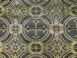 Wholesale Metallic Church Brocade - Black- Gold 25 Yards
