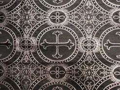 Wholesale Metallic Church Brocade - Black- Silver 25 Yards