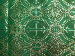 Wholesale Metallic Church Brocade - Green-Gold 25 Yards