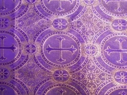 Wholesale Metallic Church Brocade - Purple-Gold 25 Yards