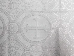 Wholesale Metallic Church Brocade - White-Silver 25 Yards