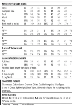 New Look #6625 - Misses' Top And Pull-on Pants Sewing Pattern -VOGUE FABRICS STORE NL 6625 Size1