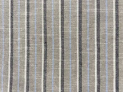 Palm Harbor Stripes - Cocoa Black White Blue Col.01 - Linen Cotton Fabric
