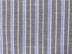 Palm Harbor Stripes - Black Steel Yellow White Col.03 - Linen Cotton Fabric