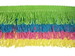 Rainbow Fringe - #L - Lime - Turquoise - Hot Pink - Yellow - 3.5"