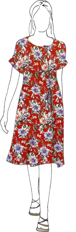 VF223-28 Lei Fiorí - Stylized Flowers On Red Rayon Challis Fabric 9 VF223-28 Lei Fiorí - Stylized Flowers On Red Rayon Challis Fabric -VOGUE FABRICS STORE Showcase VF223 28