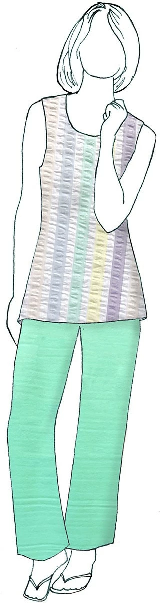 VF233-32 Bane Multi - Pastel Wide-striped Seersucker Fabric 7 VF233-32 Bane Multi - Pastel Wide-striped Seersucker Fabric - Image 5