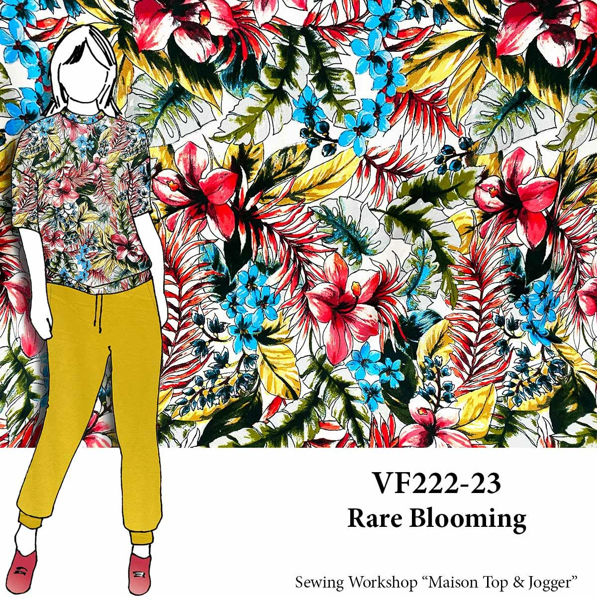 VF222-23 Rare Blooming - Dynamic Floral Print Double-Brushed Sof-Knit Fabric 3 VF222-23 Rare Blooming - Dynamic Floral Print Double-Brushed Sof-Knit Fabric