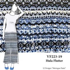 VF223-19 Hula Flutter - Royal And Navy Printed Polyester Crepe Georgette Fabric