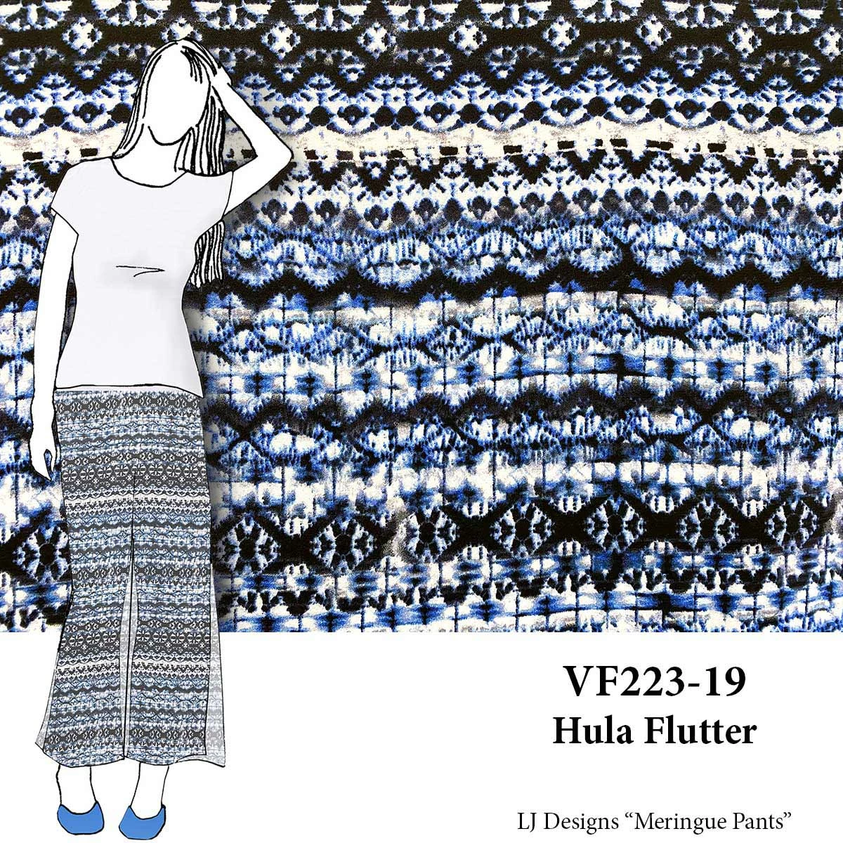 VF223-19 Hula Flutter - Royal And Navy Printed Polyester Crepe Georgette Fabric 3 VF223-19 Hula Flutter - Royal And Navy Printed Polyester Crepe Georgette Fabric