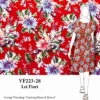 VF223-28 Lei Fiorí - Stylized Flowers On Red Rayon Challis Fabric 2 VF223-28 Lei Fiorí - Stylized Flowers On Red Rayon Challis Fabric -VOGUE FABRICS STORE VF223 28