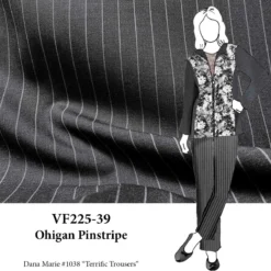VF225-39 Ohigan Pinstripe - Handsome Grey With White Tropical Wool Suiting Fabric