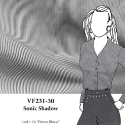 VF231-30 Sonic Shadow - White Black And Grey Cotton Shadow Stripe Italian Shirting Fabric