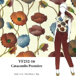 VF232-16 Catacombs Première - Large Brown And Grey Flowers On A French Vanilla Cotton Lawn Fabric