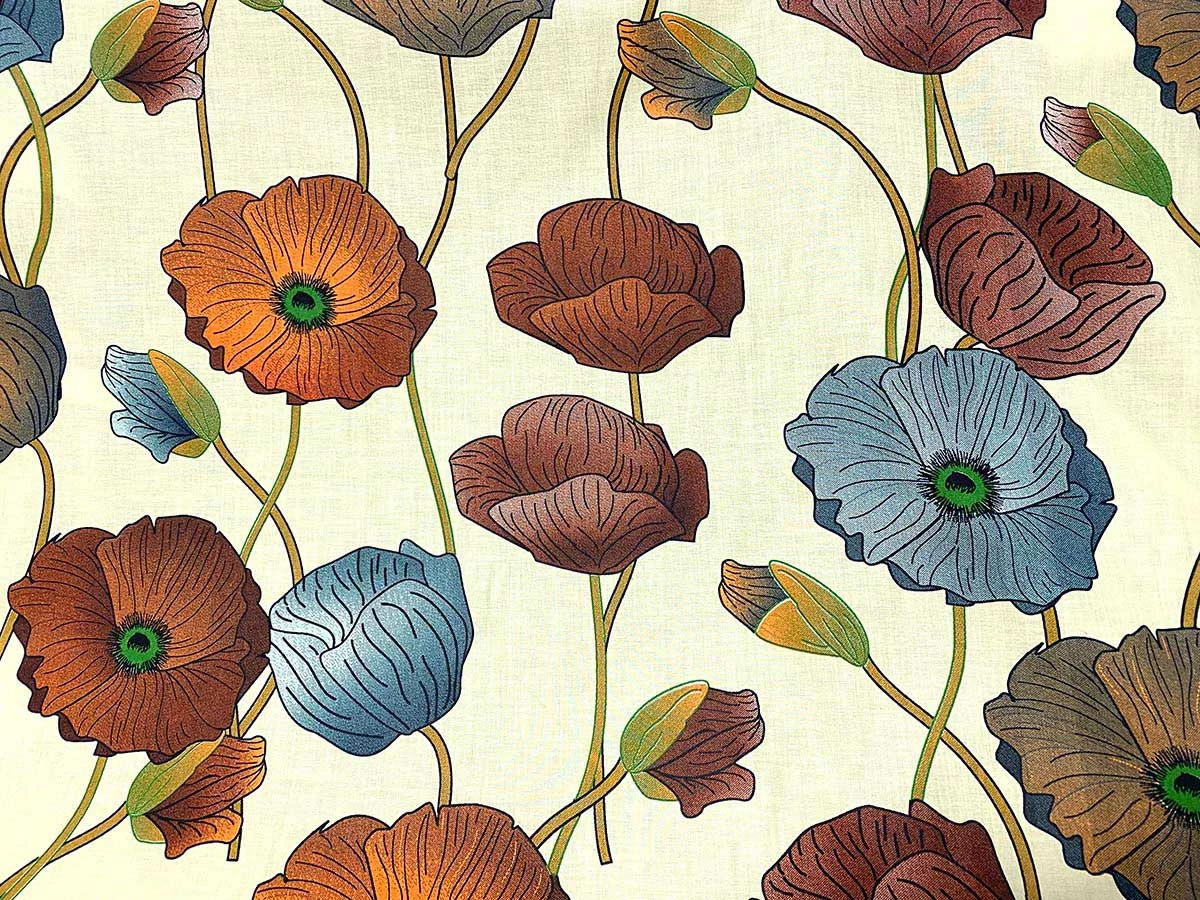 VF232-16 Catacombs Première - Large Brown And Grey Flowers On A French Vanilla Cotton Lawn Fabric 5 VF232-16 Catacombs Première - Large Brown And Grey Flowers On A French Vanilla Cotton Lawn Fabric - Image 3