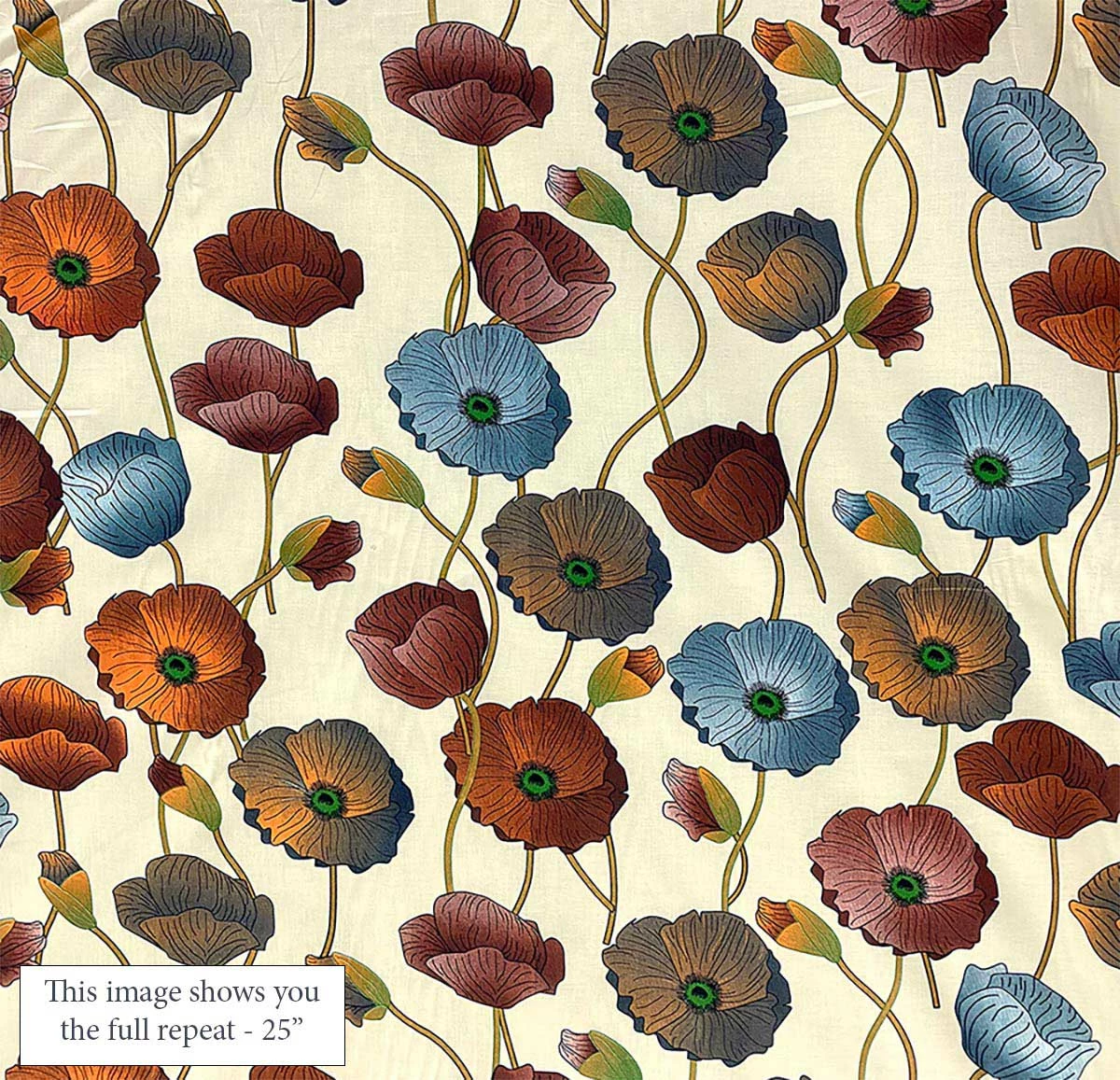 VF232-16 Catacombs Première - Large Brown And Grey Flowers On A French Vanilla Cotton Lawn Fabric 6 VF232-16 Catacombs Première - Large Brown And Grey Flowers On A French Vanilla Cotton Lawn Fabric - Image 4