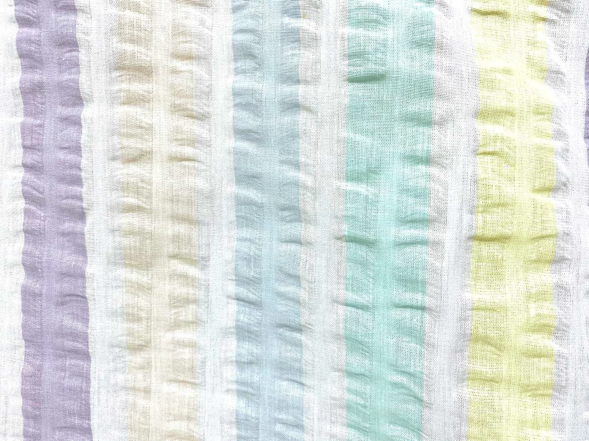 VF233-32 Bane Multi - Pastel Wide-striped Seersucker Fabric 6 VF233-32 Bane Multi - Pastel Wide-striped Seersucker Fabric - Image 4
