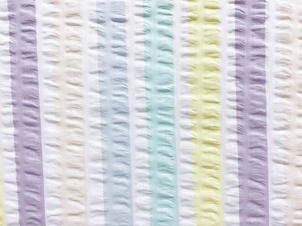 VF233-32 Bane Multi - Pastel Wide-striped Seersucker Fabric 5 VF233-32 Bane Multi - Pastel Wide-striped Seersucker Fabric - Image 3