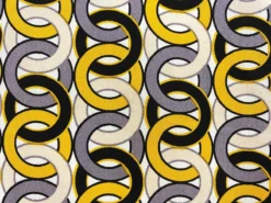 VF234-38 Idiom Rings - Gold With Black And Blush Interlocking Circles On White Rayon Challis Fabric 12 VF234-38 Idiom Rings - Gold With Black And Blush Interlocking Circles On White Rayon Challis Fabric -VOGUE FABRICS STORE VF234 38 flatcu