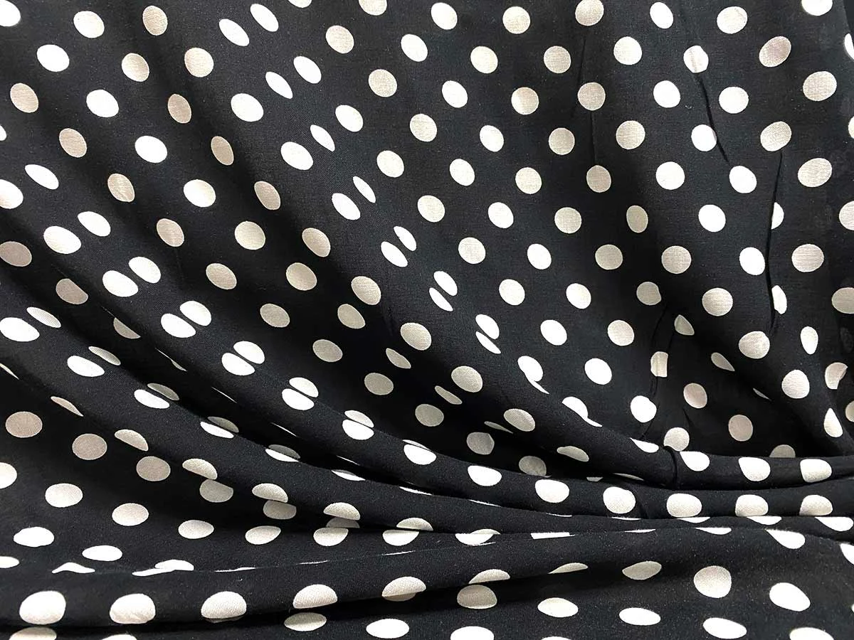 VF234-49 Therapy Polka - White Dots On Black Rayon Challis Fabric 5 VF234-49 Therapy Polka - White Dots On Black Rayon Challis Fabric - Image 3