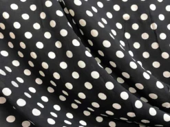 VF234-49 Therapy Polka - White Dots On Black Rayon Challis Fabric 14 VF234-49 Therapy Polka - White Dots On Black Rayon Challis Fabric -VOGUE FABRICS STORE VF234 49 draped2