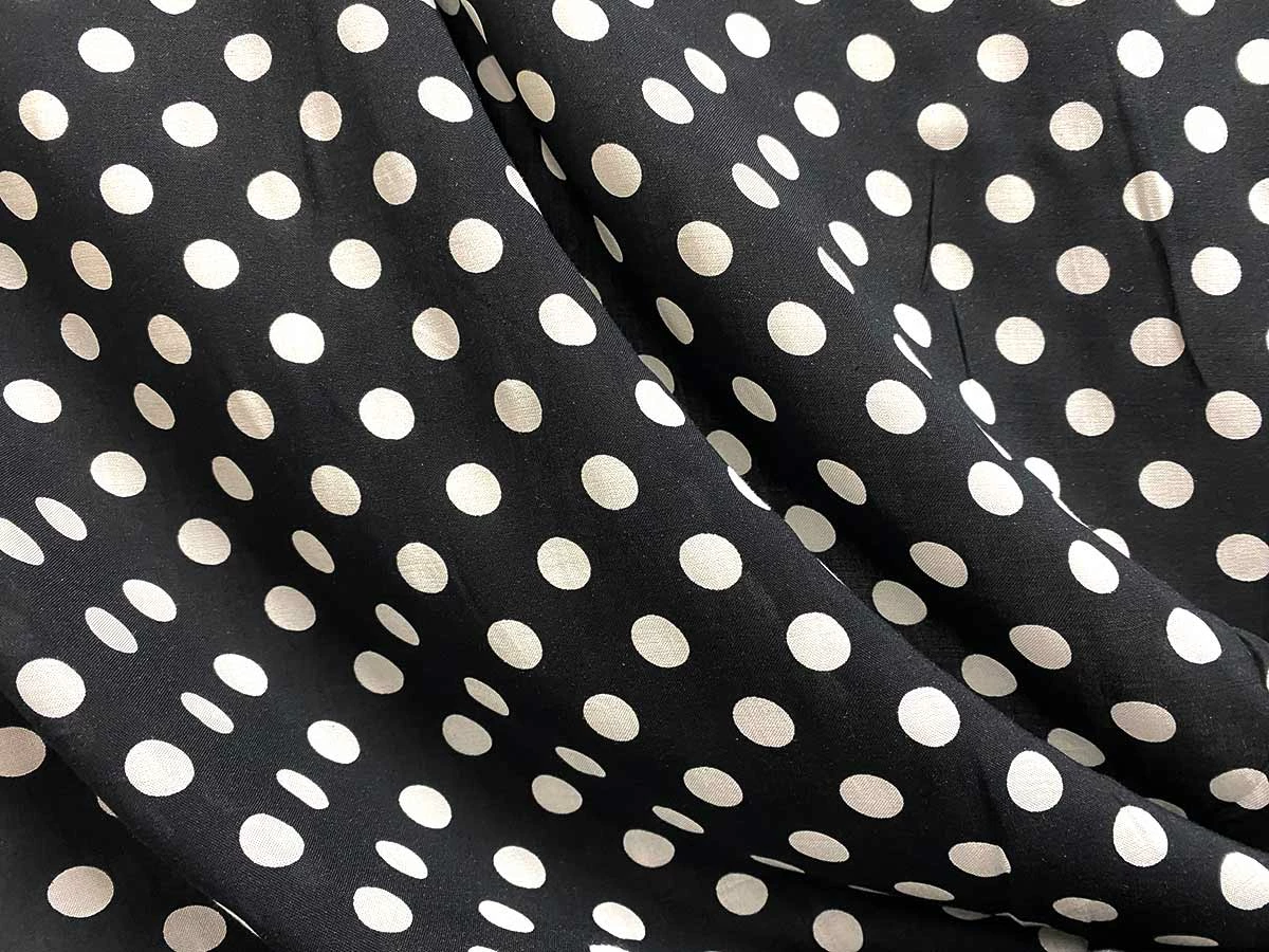 VF234-49 Therapy Polka - White Dots On Black Rayon Challis Fabric 8 VF234-49 Therapy Polka - White Dots On Black Rayon Challis Fabric - Image 6