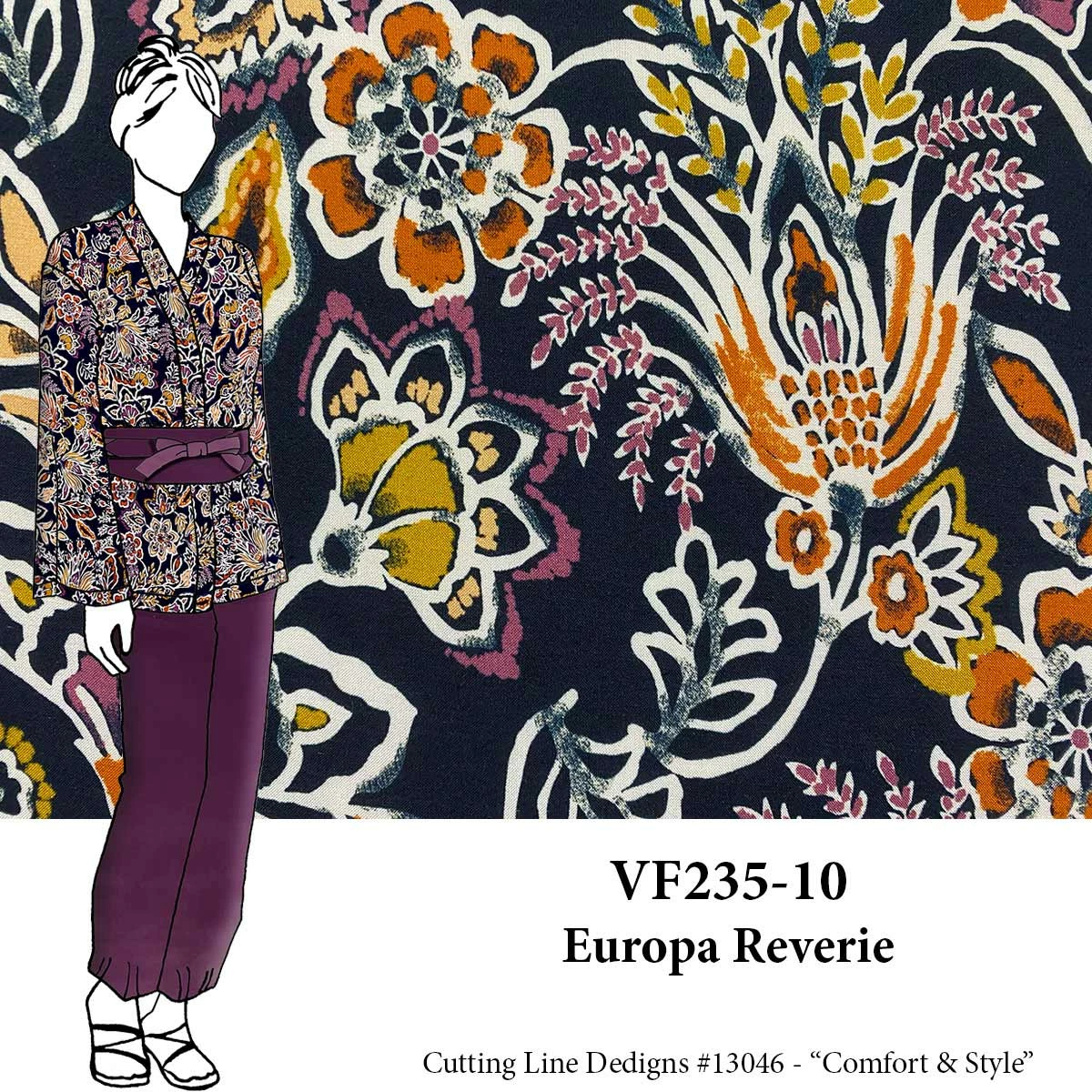 VF235-10 Europa Reverie - Beautiful Rayon Challis Print Fabric 3 VF235-10 Europa Reverie - Beautiful Rayon Challis Print Fabric