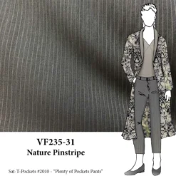 VF235-31 Nature Pinstripe - Taupe And Gray Tropical Wool Suiting Fabric