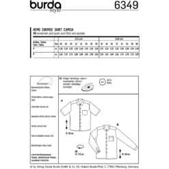 Burda 6349 - Men's Shirt With Collar Sewing Pattern -VOGUE FABRICS STORE bur6349 envelope